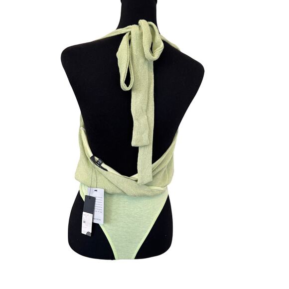 New LULU’S Women's Destinations Light Green Faux-Wrap Halter Bodysuit Size XS - Picture 6 of 11